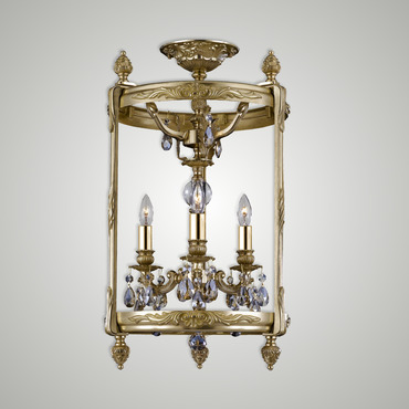 Lantern Semi Flush Ceiling Light | American Brass & Crystal at Lightology Lantern Semi Flush Ceiling Light