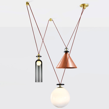 Shape Up Three Light Chandelier | Roll & Hill at Lightology Shape Up Three Light Chandelier