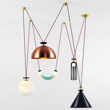 Shape Up Five Light Chandelier | Roll & Hill at Lightology Shape Up Five Light Chandelier