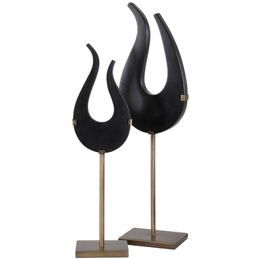 Flame Sculpture Set of 2 | Uttermost at Lightology Flame Sculpture Set of 2