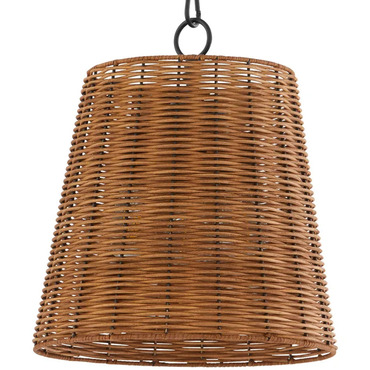 Wicker Tall Pendant | Quorum at Lightology Wicker Tall Pendant