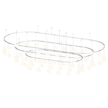 Suspenders Path Racetrack Chandelier with Etched Globes | SONNEMAN - A Way of Light at Lightology Suspenders Path Racetrack Chandelier with Etched Globes