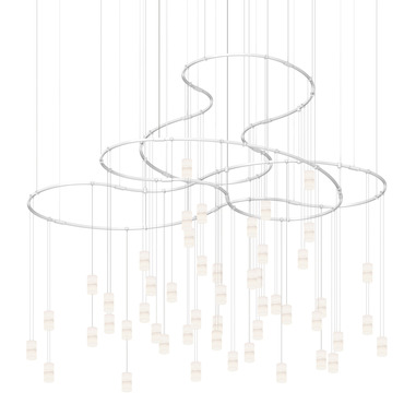 Suspenders Path Matrix Chandelier with Etched Cylinders | SONNEMAN - A Way of Light at Lightology Suspenders Path Matrix Chandelier with Etched Cylinders