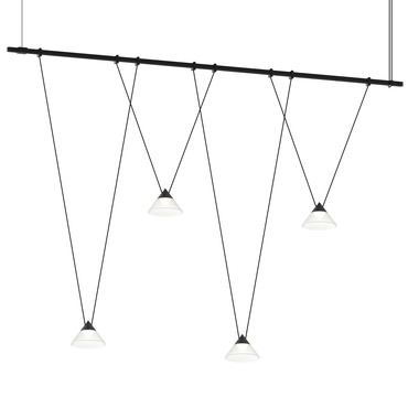 Suspenders 1-Tier Linear Pendant with Glass Cones