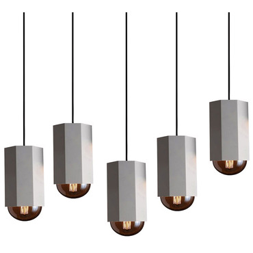 Hex Linear Multi Light Chandelier | John Beck Steel at Lightology Hex Linear Multi Light Chandelier