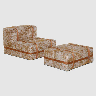 Haybale Lounge Chair and Footstool | Moooi at Lightology Haybale Lounge Chair and Footstool
