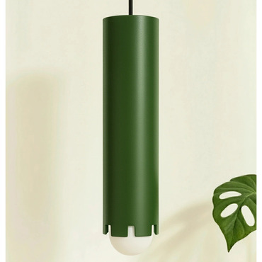 Notch Tube Pendant | John Beck Steel at Lightology Notch Tube Pendant
