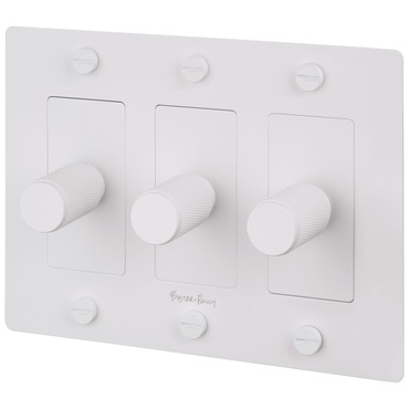 Buster + Punch Complete 3-Gang Cross Knurl Dimmer Switch | Buster + Punch at Lightology Buster + Punch Complete 3-Gang Cross Knurl Dimmer Switch