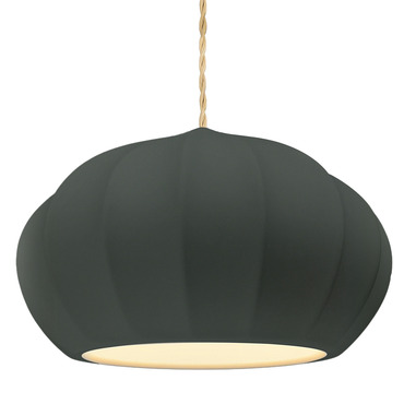 Radiance Oval Fluted Pendant w/ Beige Cord