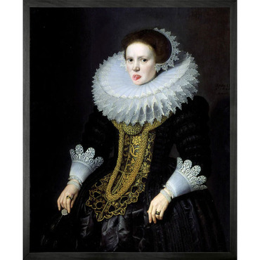 Lady With Tongue Out 1 Framed Wall Art - Floor Model