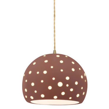 Perforated Globe Beige Twist Cord Pendant | Justice Design at Lightology Perforated Globe Beige Twist Cord Pendant
