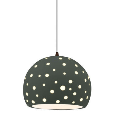 Perforated Globe White Cord Pendant | Justice Design at Lightology Perforated Globe White Cord Pendant