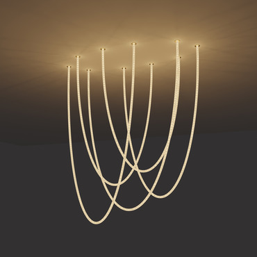 Trapeze Wave Static White Oval Chandelier, 28 inch W / 72 inch L | PureEdge Lighting at Lightology Trapeze Wave Static White Oval Chandelier, 28 inch W / 72 inch L