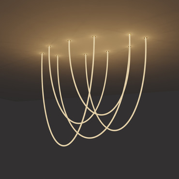 Trapeze Wave Static White Oval Chandelier, 36 inch W / 96 inch L | PureEdge Lighting at Lightology Trapeze Wave Static White Oval Chandelier, 36 inch W / 96 inch L