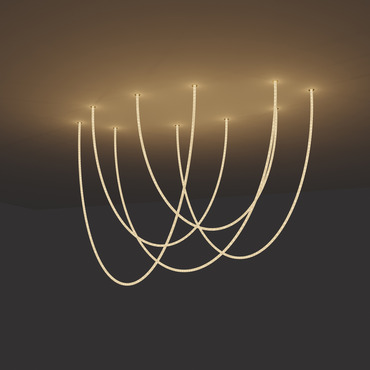 Trapeze Wave Static White Oval Chandelier, 48 inch W / 120 inch L | PureEdge Lighting at Lightology Trapeze Wave Static White Oval Chandelier, 48 inch W / 120 inch L