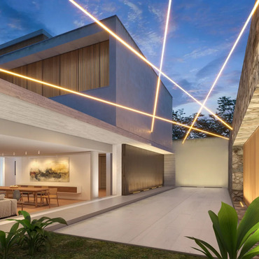 Saber Outdoor Static White Mini Suspension | PureEdge Lighting at Lightology Saber Outdoor Static White Mini Suspension