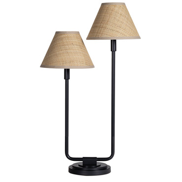 Polly Rattan Shade Double Arm Table Lamp | Regina Andrew at Lightology Polly Rattan Shade Double Arm Table Lamp