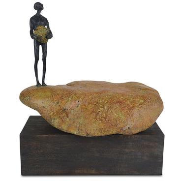 Man On Rock Sculpture | Currey & Company at Lightology Man On Rock Sculpture