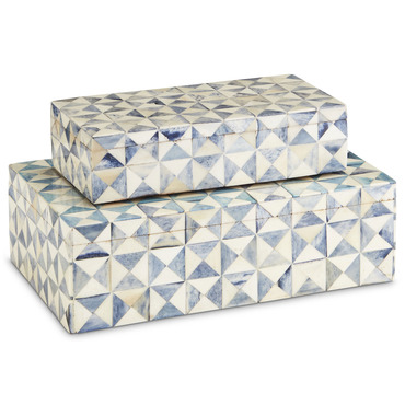 Sky Blue Box Set of 2 | Currey & Company at Lightology Sky Blue Box Set of 2