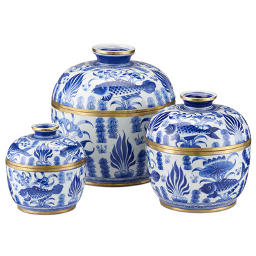 Rice Tureen Set of 3 | Currey & Company at Lightology Rice Tureen Set of 3