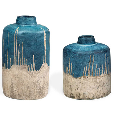 Coastal Cascade Vase Set of 2 | Uttermost at Lightology Coastal Cascade Vase Set of 2