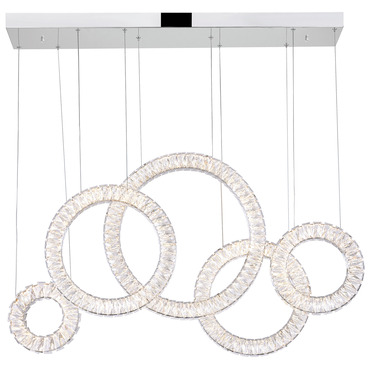 Celina Linear 5-Ring Chandelier | CWI Lighting at Lightology Celina Linear 5-Ring Chandelier
