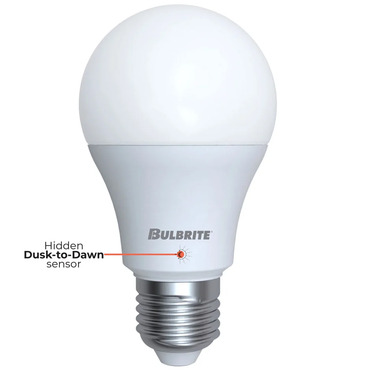 A19 Med Base Dusk To Dawn 9W 120V 3000K 90CRI 6-PACK | Bulbrite at Lightology A19 Med Base Dusk To Dawn 9W 120V 3000K 90CRI 6-PACK