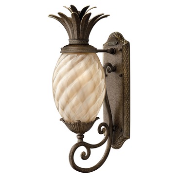 Pineapple 120V Outdoor Scroll Wall Sconce w/ Amber Glass