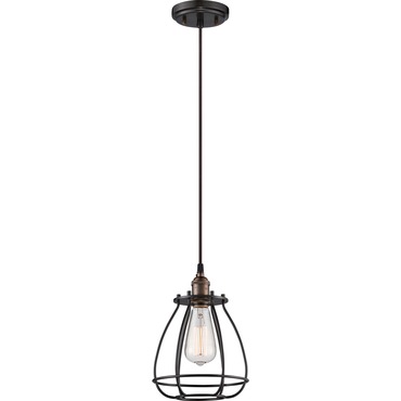 Vintage Caged Pendant | Satco at Lightology Vintage Caged Pendant