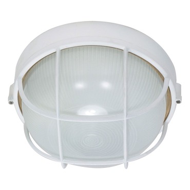 Caged Round Outdoor Wall Light | Satco at Lightology Caged Round Outdoor Wall Light