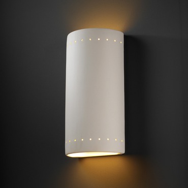 Outdoor Perforated Cylinder Wall Sconce | Justice Design at Lightology Outdoor Perforated Cylinder Wall Sconce