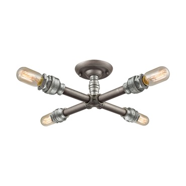 Cast Iron Pipe Semi Flush Ceiling Light
