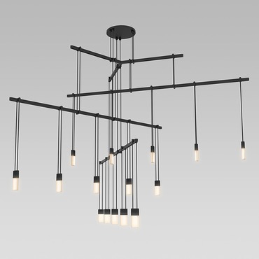 Suspenders Tri-Bar 4-Tier Pendant with Etched Chiclets