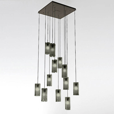 Textured Glass Square Multi Light Pendant