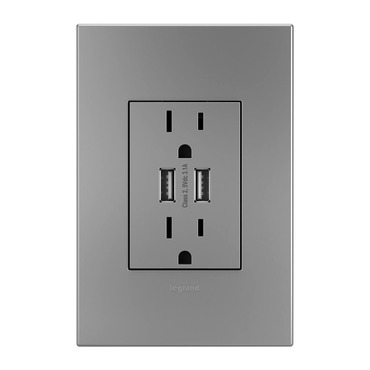 Adorne Dual USB Plus Size Outlet w/ Wall Plate | Legrand Adorne at Lightology Adorne Dual USB Plus Size Outlet w/ Wall Plate