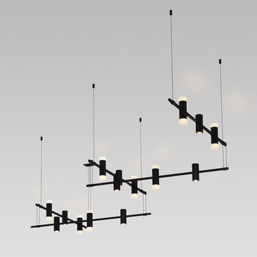 Suspenders Zig Zag Pendant with Mixed Double Ended Cylinders | SONNEMAN - A Way of Light at Lightology Suspenders Zig Zag Pendant with Mixed Double Ended Cylinders