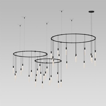 Robert Sonneman Lighting Designer Profile Suspenders Triple Ring Pendant With Rods