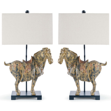 Dynasty Horse Table Lamp Pair