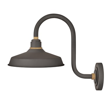 Foundry Outdoor 12 inch Industrial Shade Hook Arm Wall Light | Hinkley Lighting at Lightology Foundry Outdoor 12 inch Industrial Shade Hook Arm Wall Light