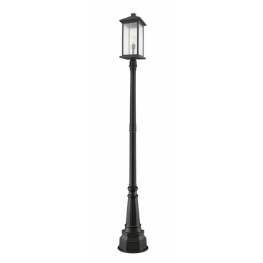 Portland Outdoor Post Light w/Round 7Ft Post/Decorative Base