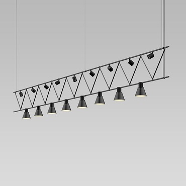 Suspenders Truss Pendant w/ Direct and Decorative Cylinders | SONNEMAN - A Way of Light at Lightology Suspenders Truss Pendant w/ Direct and Decorative Cylinders