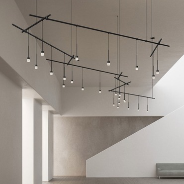 Suspenders Zig Zag Chandelier w/ Crystal Cylinder Luminaires | SONNEMAN - A Way of Light at Lightology Suspenders Zig Zag Chandelier w/ Crystal Cylinder Luminaires