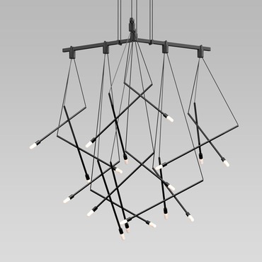 Suspenders Tri-Bar Chandelier with Branch Luminaires | SONNEMAN - A Way of Light at Lightology Suspenders Tri-Bar Chandelier with Branch Luminaires