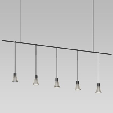 Suspenders Linear Pendant with Parasol Shade Cylinders