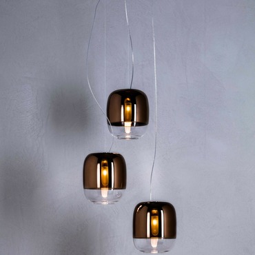 Gong S1 Incandescent 3 Light Round Pendant | Prandina USA at Lightology Gong S1 Incandescent 3 Light Round Pendant