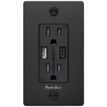 Buster + Punch Metal USB-A+C Duplex Outlet - Overstock | Buster + Punch at Lightology Buster + Punch Metal USB-A+C Duplex Outlet - Overstock