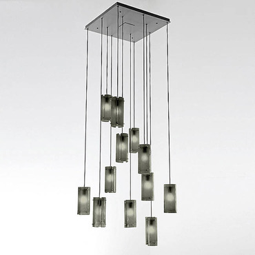 Textured Glass Square Multi Light Pendant | Hammerton Studio at Lightology Textured Glass Square Multi Light Pendant