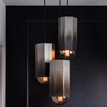 Hex 3-Light Chandelier | John Beck Steel at Lightology Hex 3-Light Chandelier