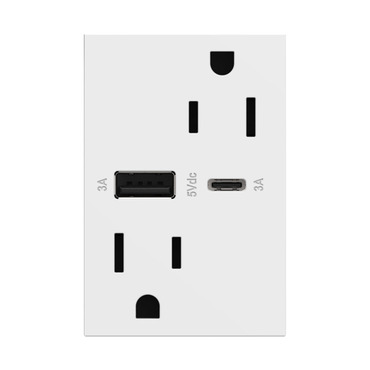 Adorne 15A Ultra Fast A / C USB Dual Outlet | Legrand Adorne at Lightology Adorne 15A Ultra Fast A / C USB Dual Outlet