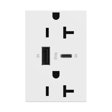 Adorne 20A Ultra Fast A / C USB Dual Outlet Adorne 20A Ultra Fast A / C USB Dual Outlet